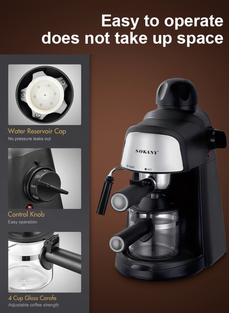 سوكاني صانعة قهوة إسبريسو، آلة قهوة 20 بار، 3 برامج مسبقة، إيقاف تلقائي، صانعة إسبريسو، كابتشينو، لاتيه - Image 5